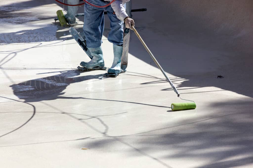 Swimming Pool being plastered and fnished